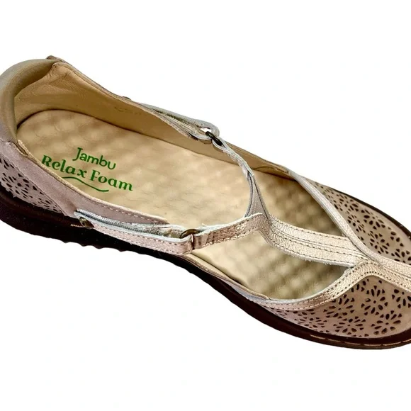 Jambu: Creek, sandals, Mary Jane, tan and gold tone, new with tags. - Picture 2 of 9